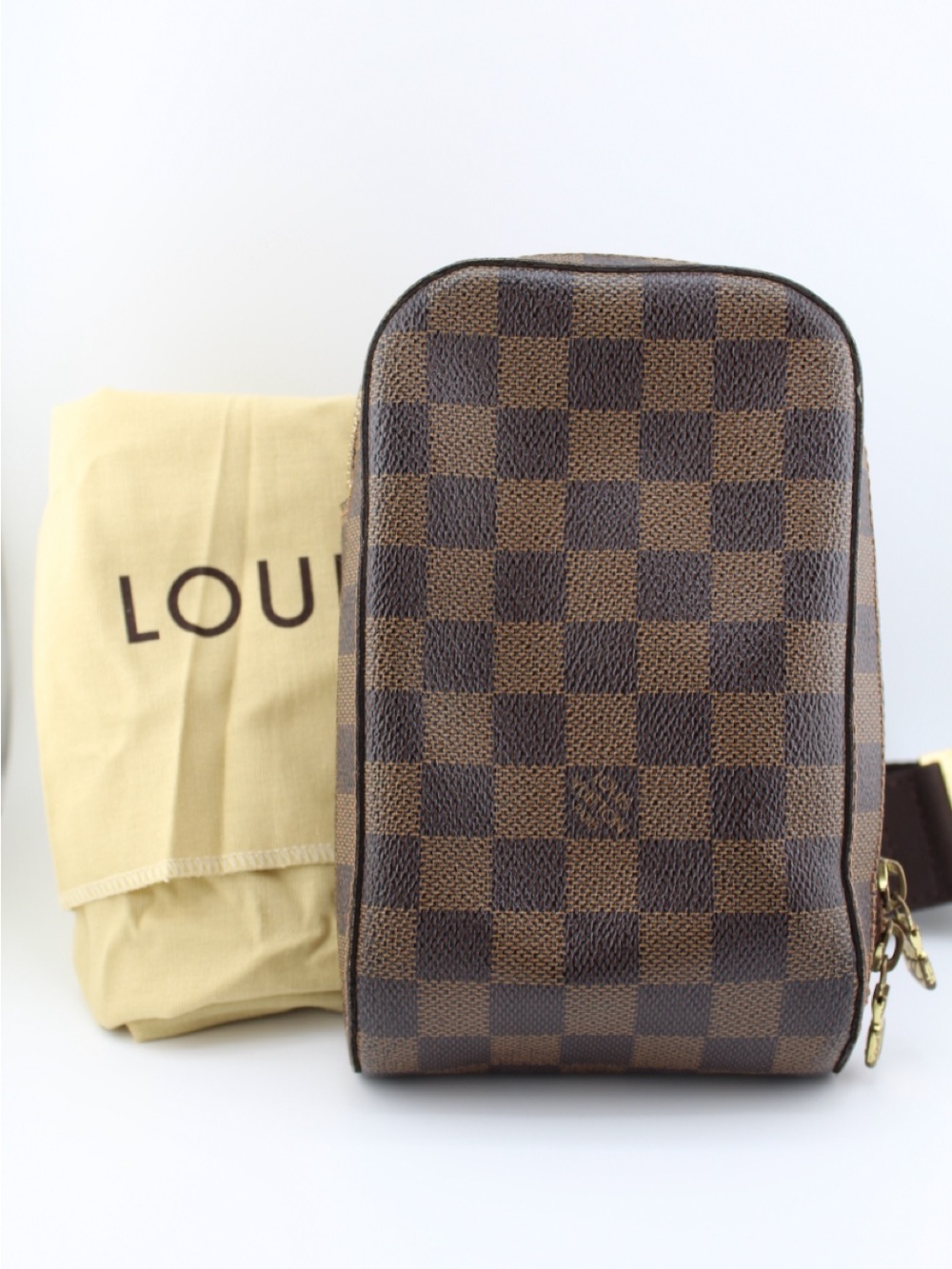 Louis Vuitton Damier Ebene Brown Check Canvas Belt Pouch